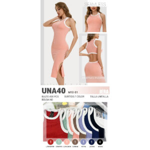 JERA-UNA40 VESTIDO AJUSTADO CON ABERTURA TRASERA. Paquete 10pzs: $48 / 10 Paquetes: $45