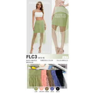 JERA-FLC3 FALDA CORTA CON TEJIDO MESH. Paquete 10pzs: $46 / 10 Paquetes: $44