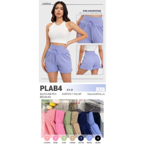 JERA-PLAB4/SHORT DE DAMA CON PRETINA ANCHA Y CORTE ONDULADO Paquete 10pzs: $35 / 10 Paquetes: $33