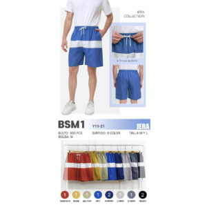 JERA-BSM1 / BERMUDA PARA CABALLERO CON LINEA HORIZONTAL BLANCA. Paquete 10pzs: $45 / 10 Paquetes: $43