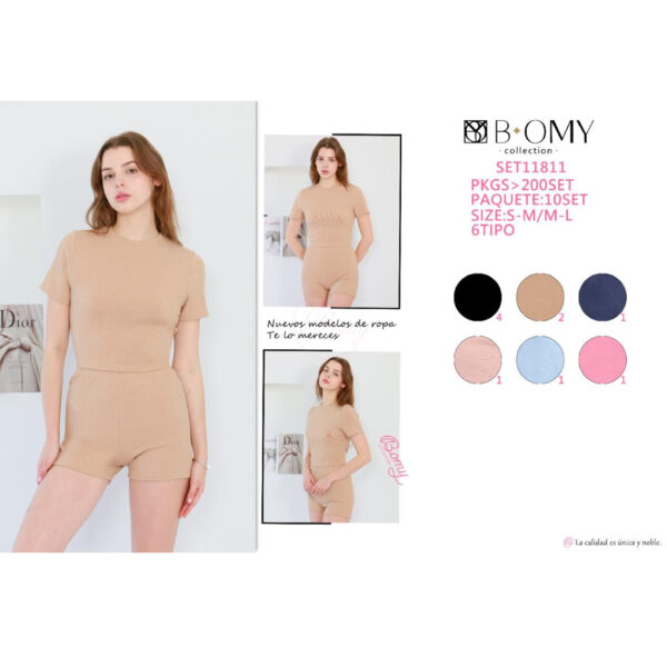 BOMY-SET11811 / CONJUNTO DE 2 PIEZAS. BLUSA Y SHORT. Paquete 10pzs: $86 / 10 Paquetes: $82