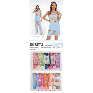 JERA-SUSET3 / PIJAMA SET DE 3PZS PARA MUJER. Paquete 10pzs: $65 / 10 Paquetes: $62