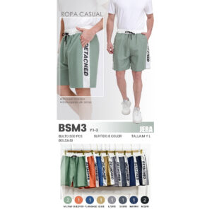 JERA-BSM3 / BERMUDA PARA CABALLERO CON ESTAMPADO AL COSTADO. Paquete 10pzs: $45 / 10 Paquetes: $43