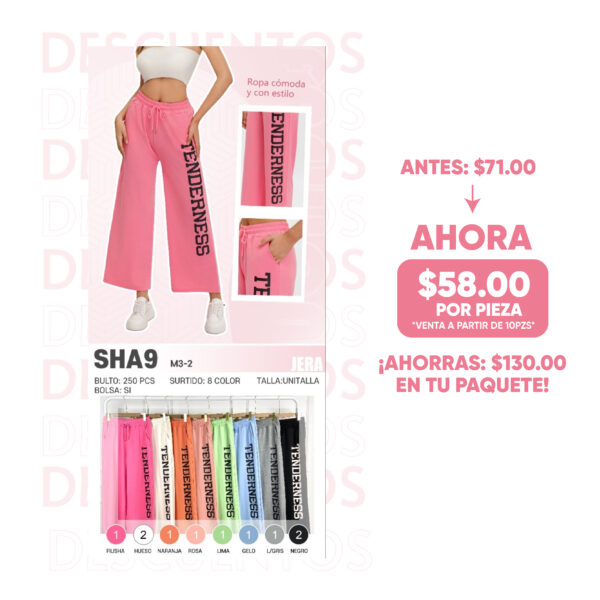 JERA-SHA9 / PANTS DEPORTIVO ACAMPANADO. Paquete 10 pzs: $58 / 10 Paquetes: $55