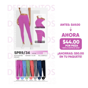 JERA-SPR9/34 / LEGGIN DEPORTIVO LARGO CON BOLSILLOS. Paquete 10pzs: $44 / 10 Paquetes: $42
