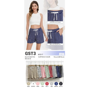 JERA-GST3 / SHORT DE RAYAS CON BOLSILLOS Y CINTURA AJUSTABLE. Paquete 10pzs: $55 / 10 Paquetes: $52