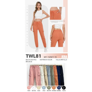 JERA-TWL81 / PANTALÓN AJUSTADO TIPO CARGO CON BOLSILLOS. Paquete 10pzs: $95 / 10 Paquetes: $89