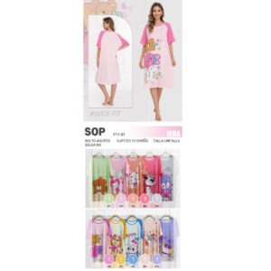 JERA-SOP / BATA ESTAMPADA PARA DORMIR PARA DAMA. Paquete 10pzs: $51 / 10 Paquetes: $48