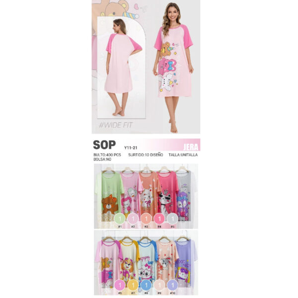 JERA-SOP / BATA ESTAMPADA PARA DORMIR PARA DAMA. Paquete 10pzs: $51 / 10 Paquetes: $48